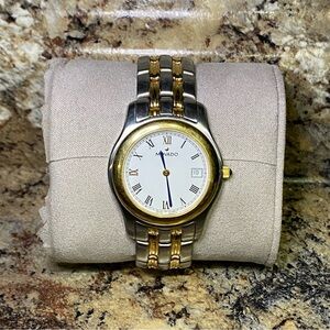 Movado Gold and Silver Watch with White Dial